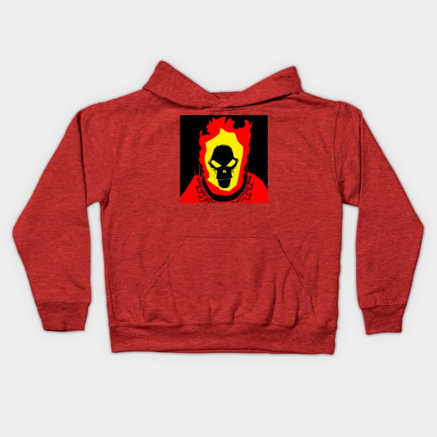 skull in hell fire Kids Hoodie by jorge_lebeau